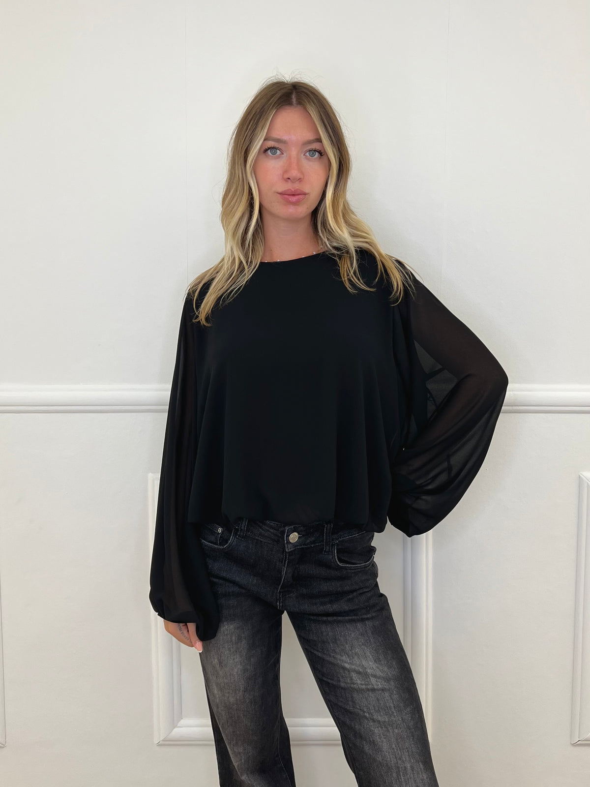Blusa Georgette Palloncino 22017 Nero