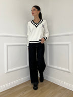 Maglia a V College 9574 Bianco