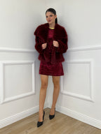Double-Breasted Fur Coat Y0238 Bordeaux