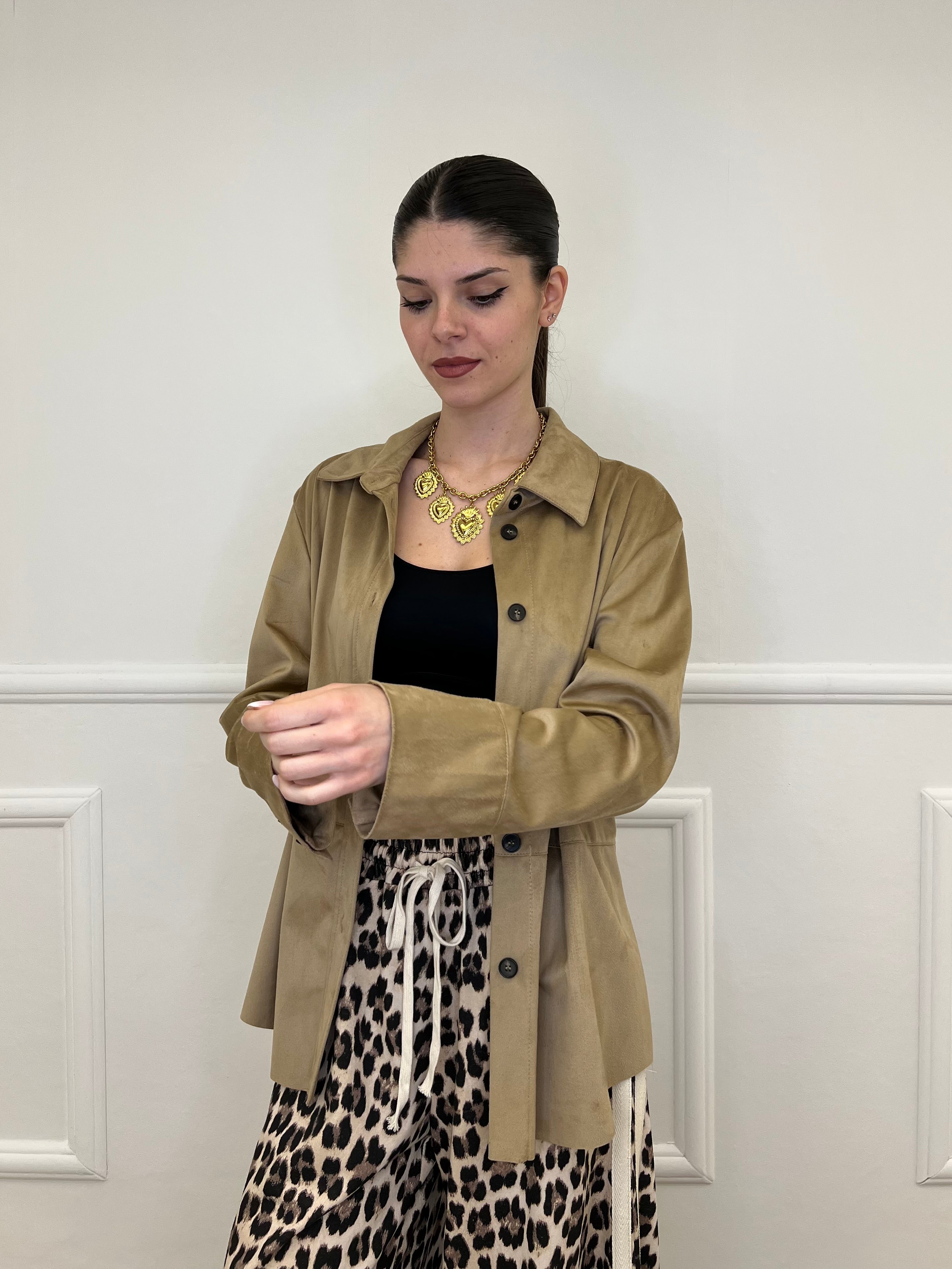 Camicia in Suede 25109 Khaki