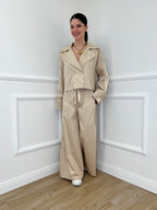 Pantalone Palazzo Bande 7809 Ecru