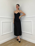 Vestito In Satin Con Spalline 9857 Nero