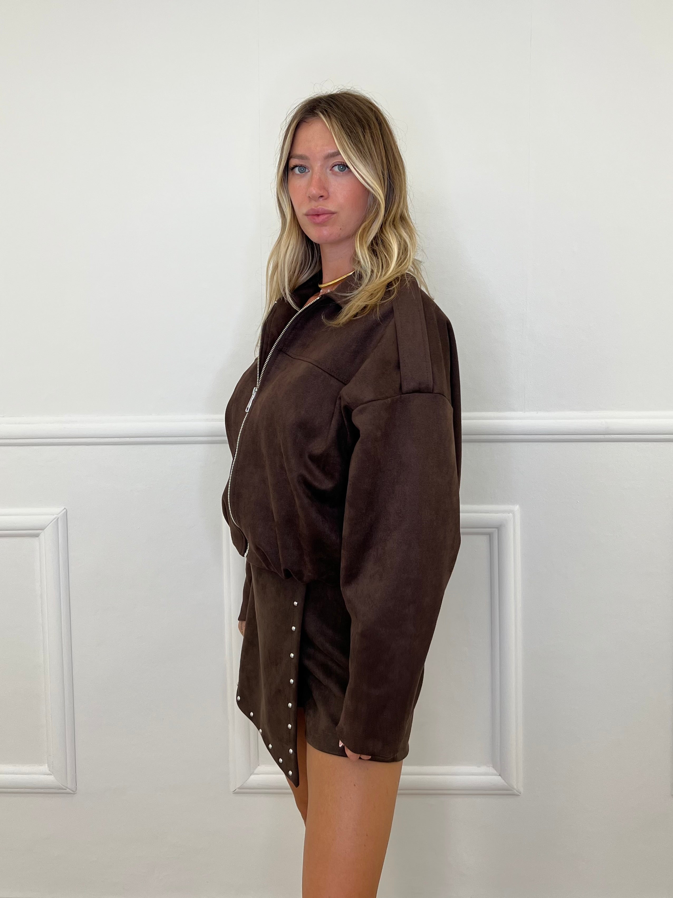 Bomber Scamosciato D28021 Moro