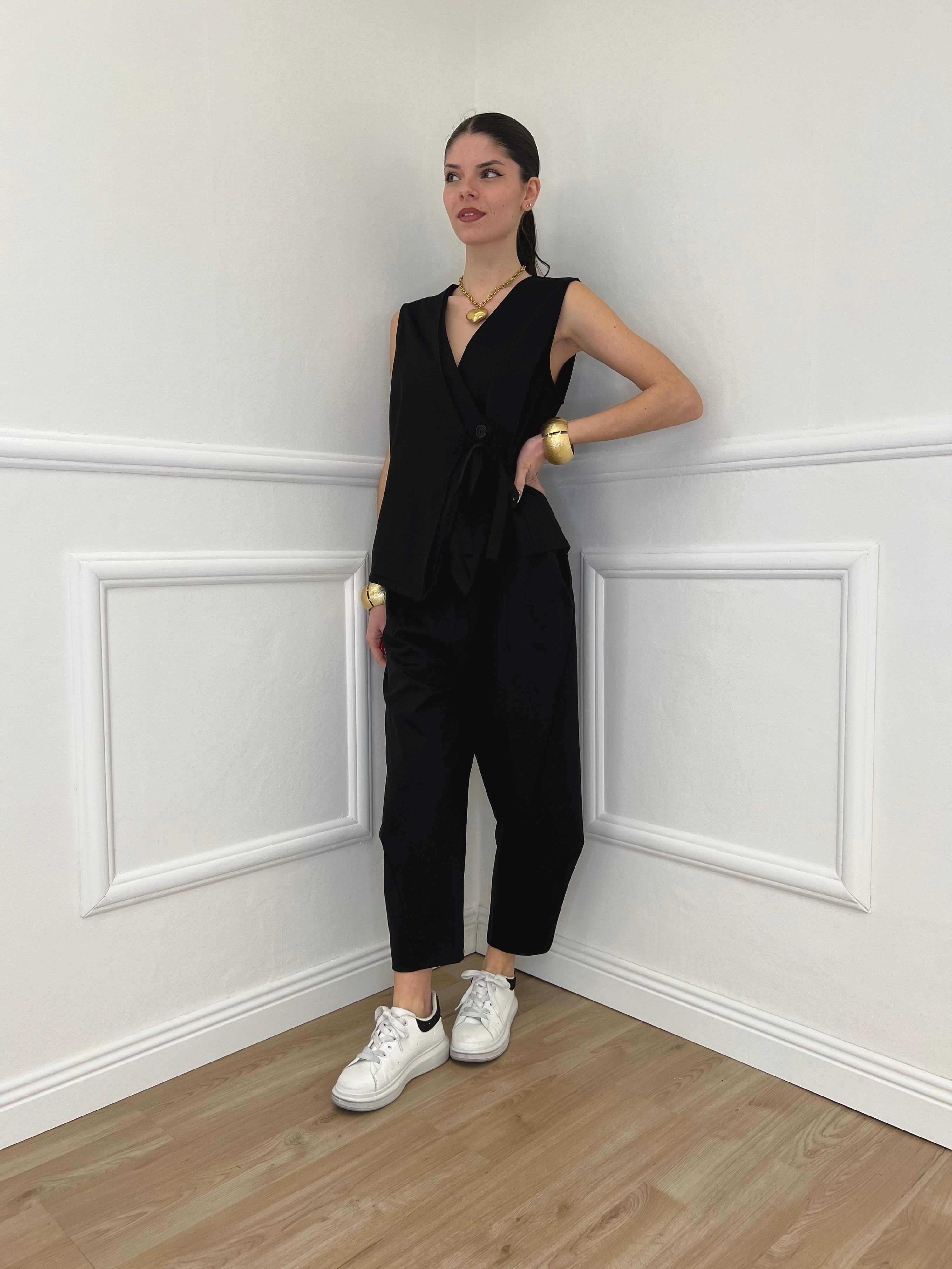 Pantalone Balloon Punto Milano 9516 Nero