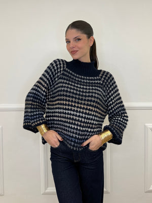 Maglia Jacquard 25453 Blu
