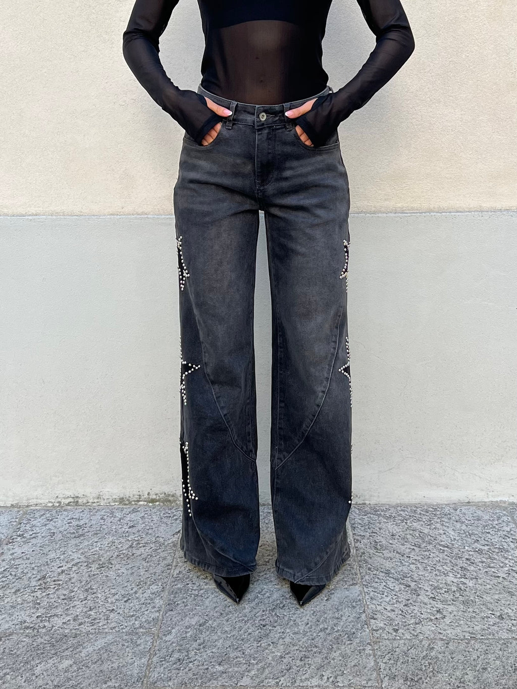 Jeans a Palazzo Stelle 9393 Antracite