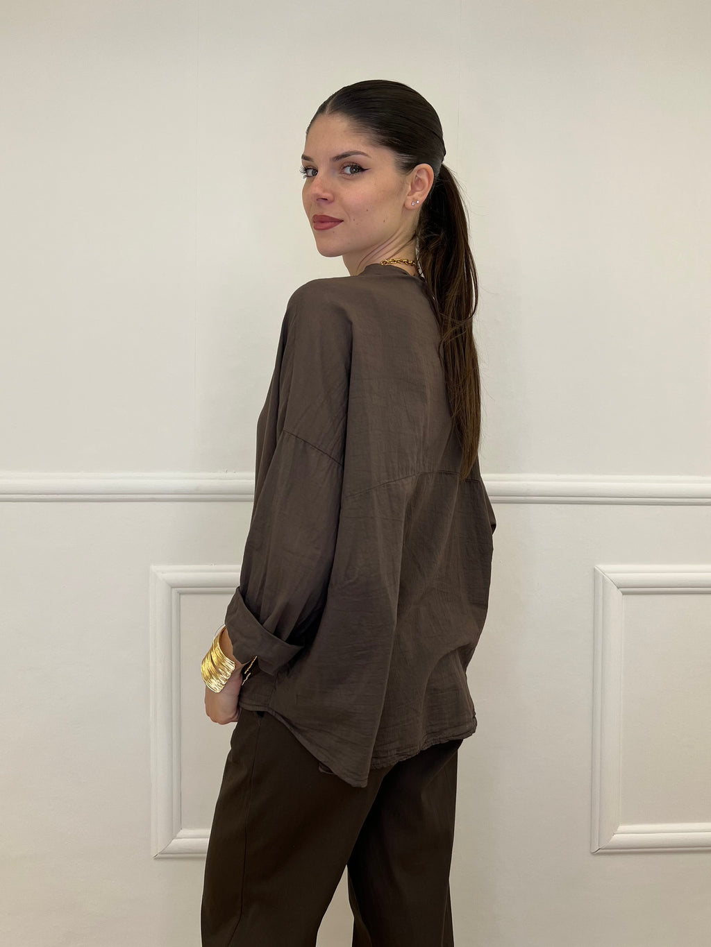 Camicia Over Coreana 3020 Marrone