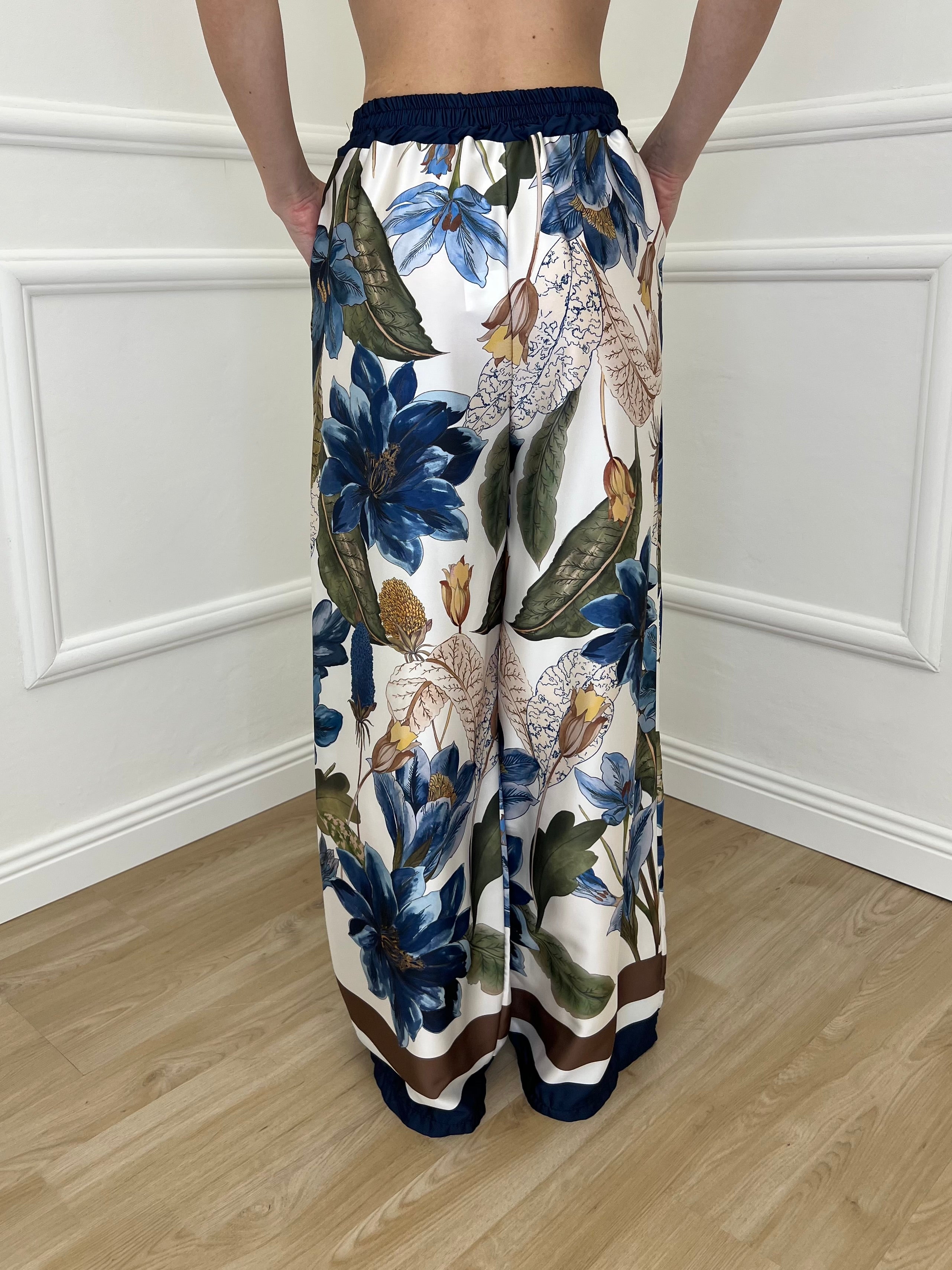 Completo Satin Pantalone Fantasia 17397 Blu