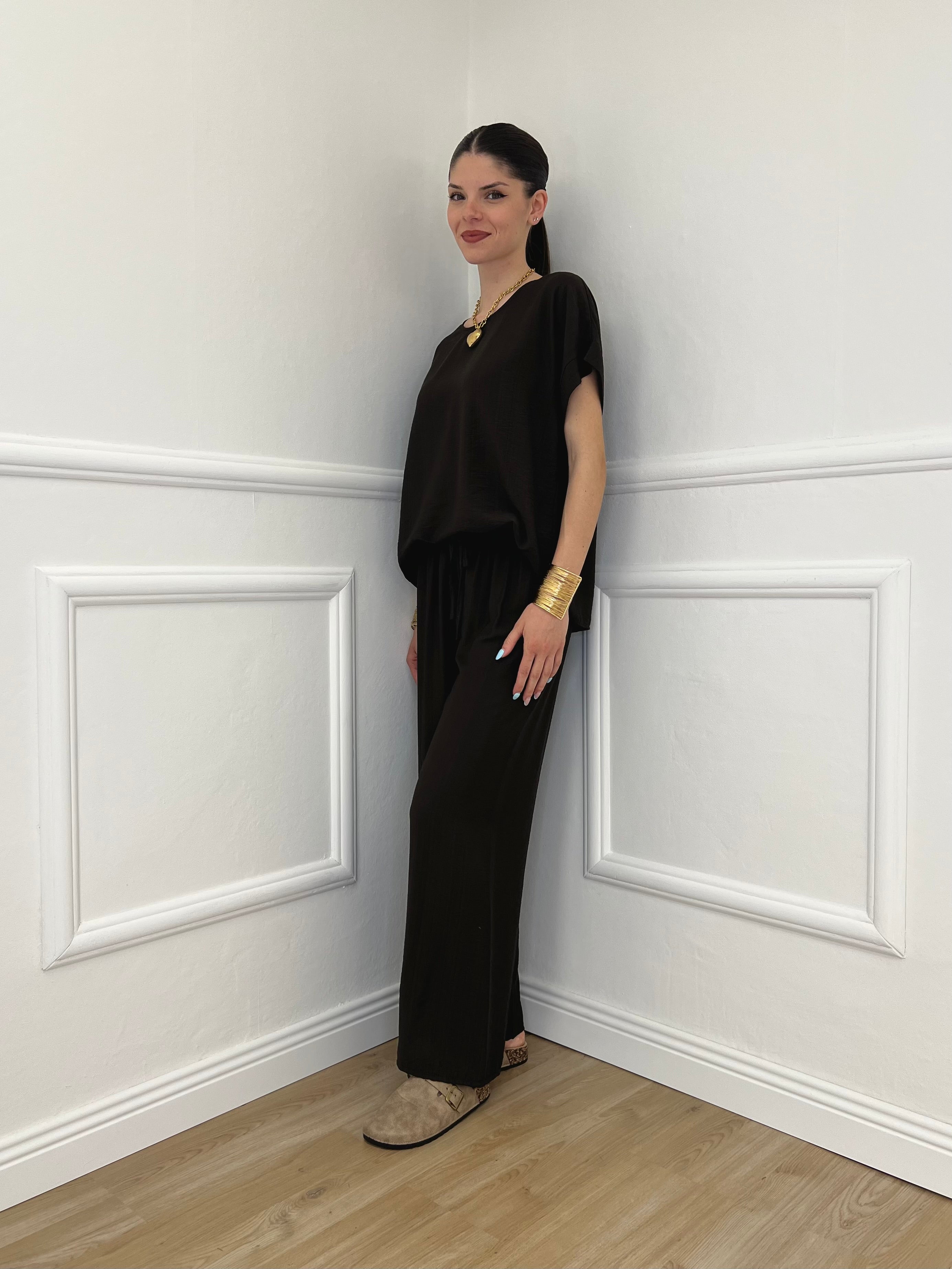 Completo Froissé In Viscosa 8262 Marrone
