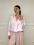 Blusa In Satin Con Spalline 10277 Rosa