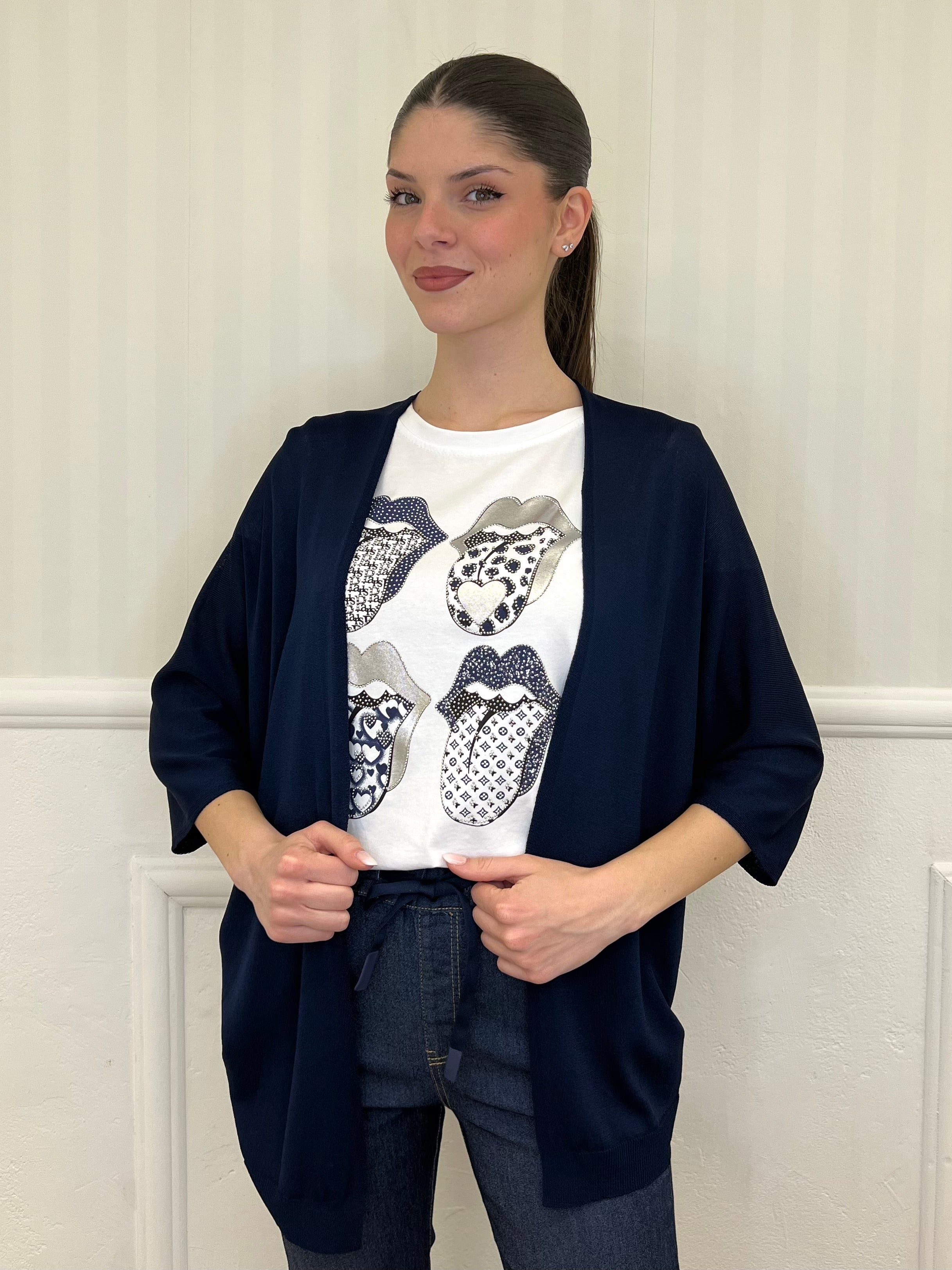 Cardigan Viscosa 9187 Blu - Bazar Abbigliamento