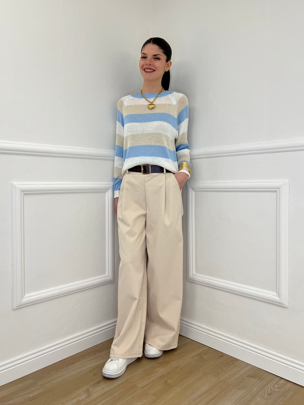 Maglia a Righe 25054 Azzurro