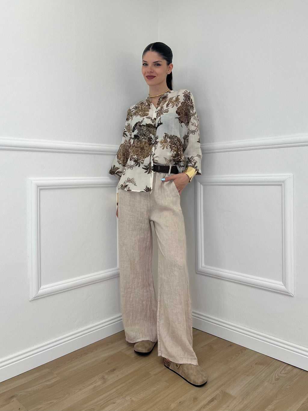 Camicia Jungle Cotone e Seta 93-242 Ecru
