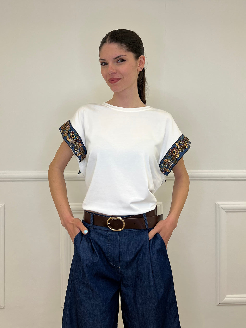 T-shirt Passamaneria Denim 3386 Bianco