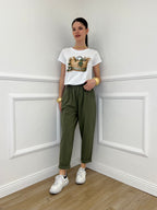 Pantalone Baggy Viscosa 2815 Verde Militare
