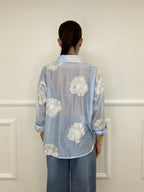 Camicia Tencel Ricami 7357 Azzurro