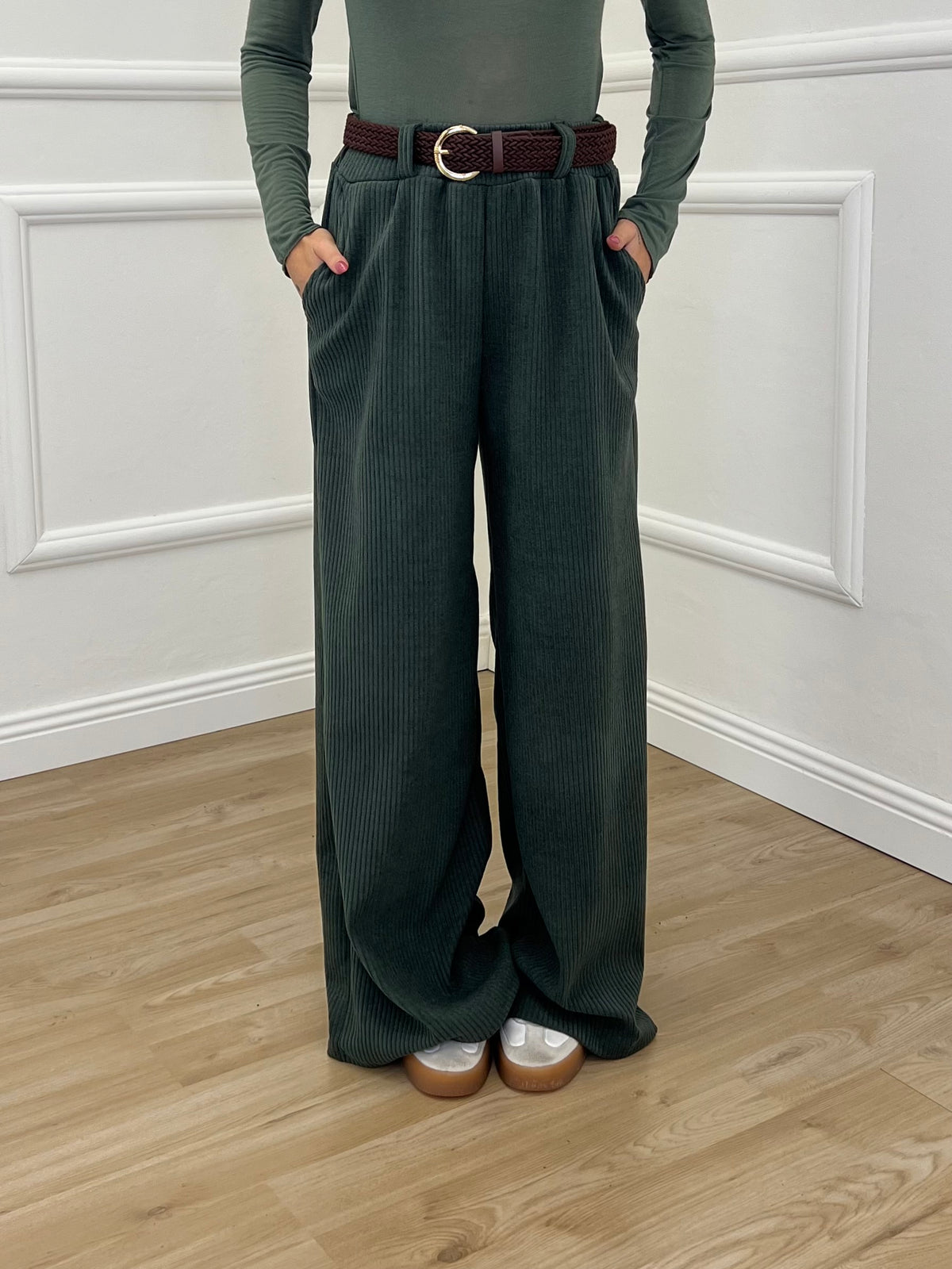 Pantalone Corduroy Cintura 27998 Verde