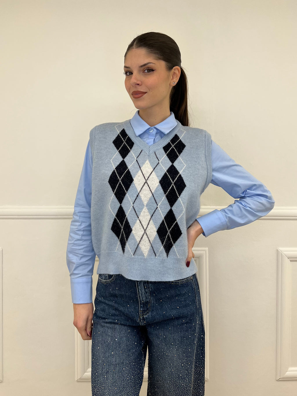 Gilet Losanghe 261711 Azzurro