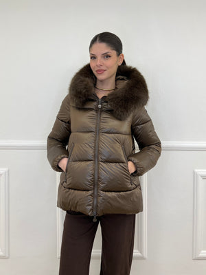 Piumino Corto Pelliccia 2259 Moro