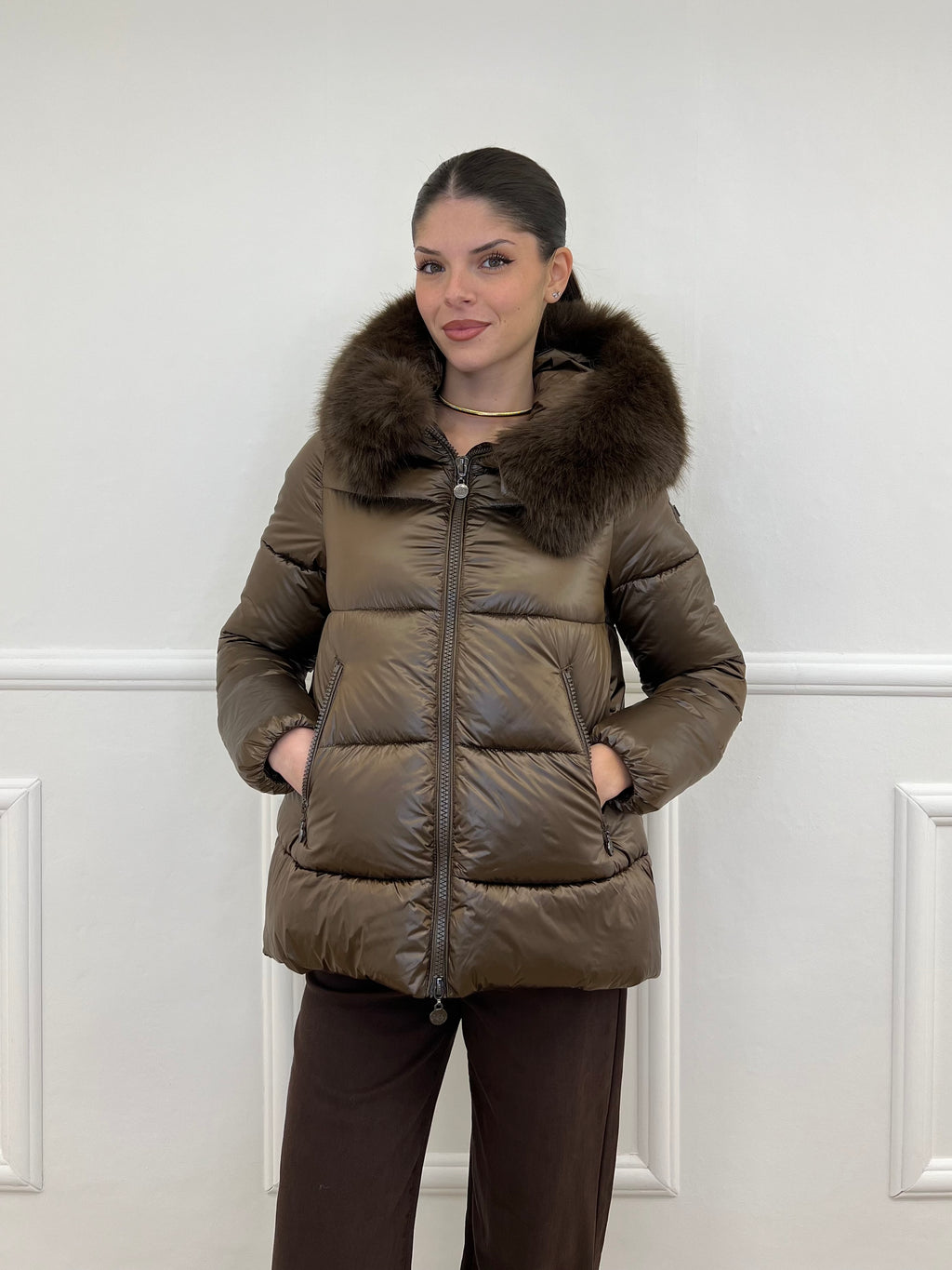 Piumino Corto Pelliccia 2259 Moro