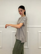 Maglia Barchetta Righe 2628 Verde e Ecru