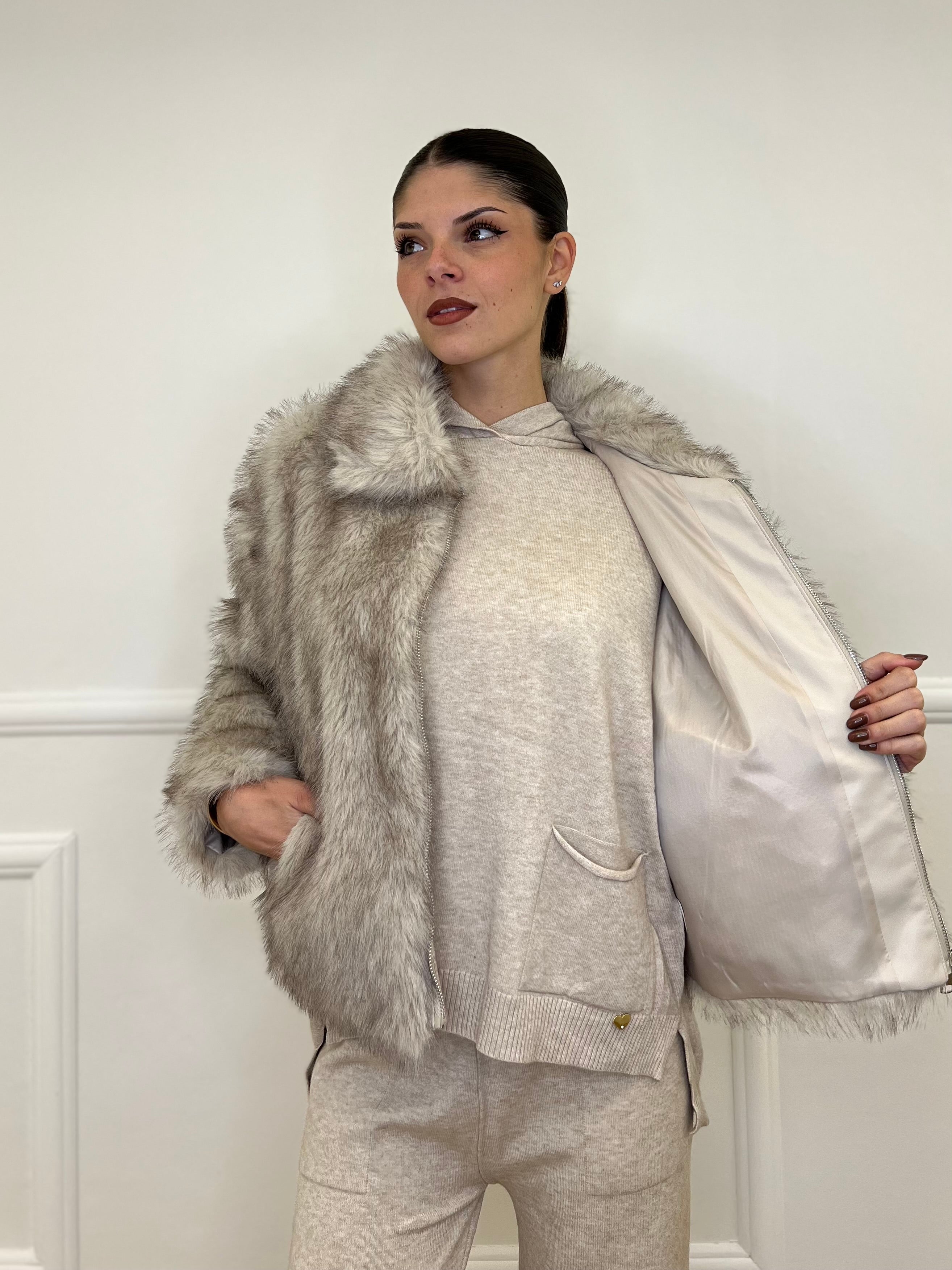 Pelliccia Zip C058 Ecru