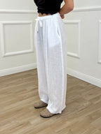 Pantalone Balloon 100% Lino 825699 Bianco