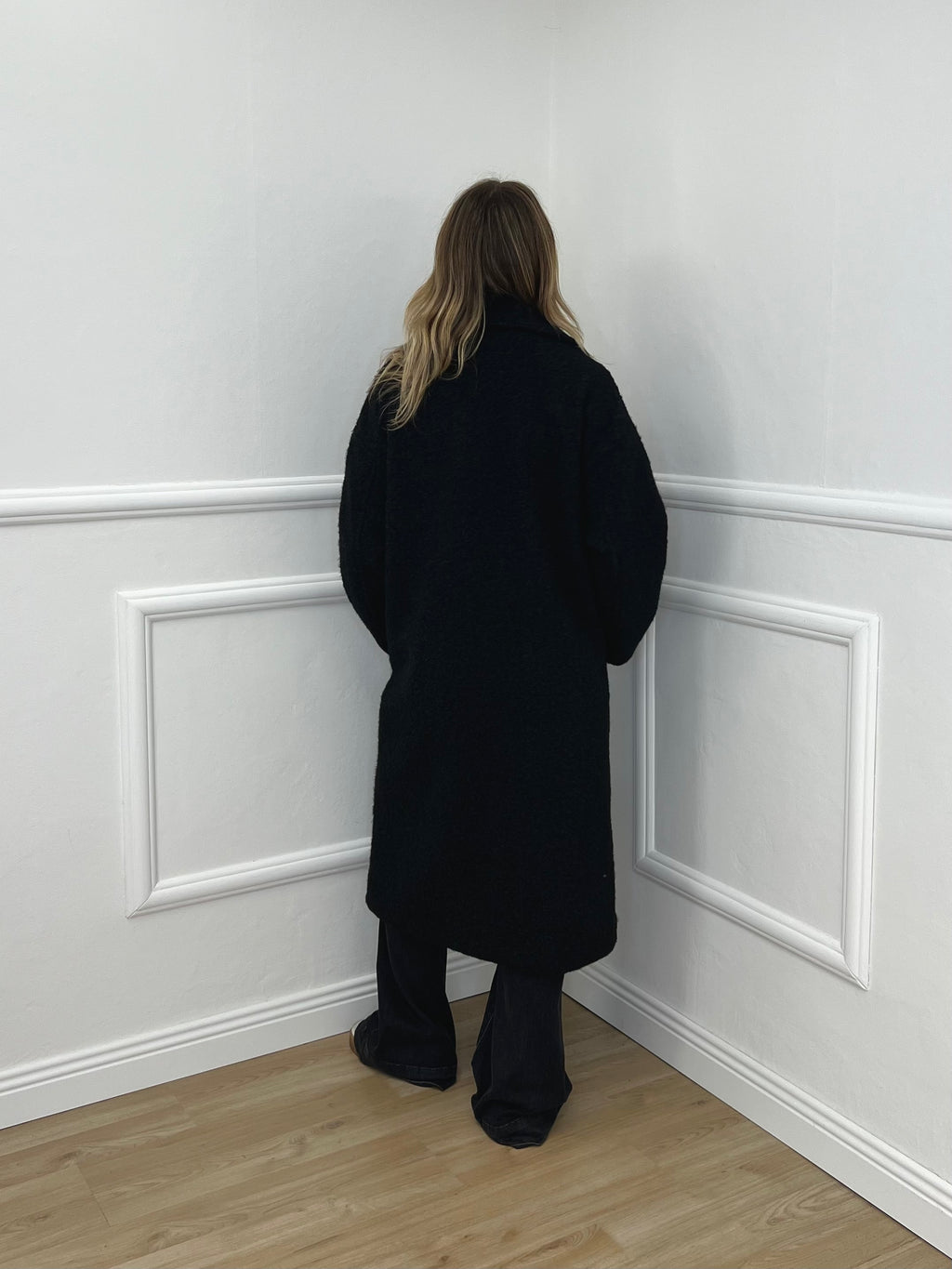 Cappotto Doppiopetto Bouclè 6822 Nero