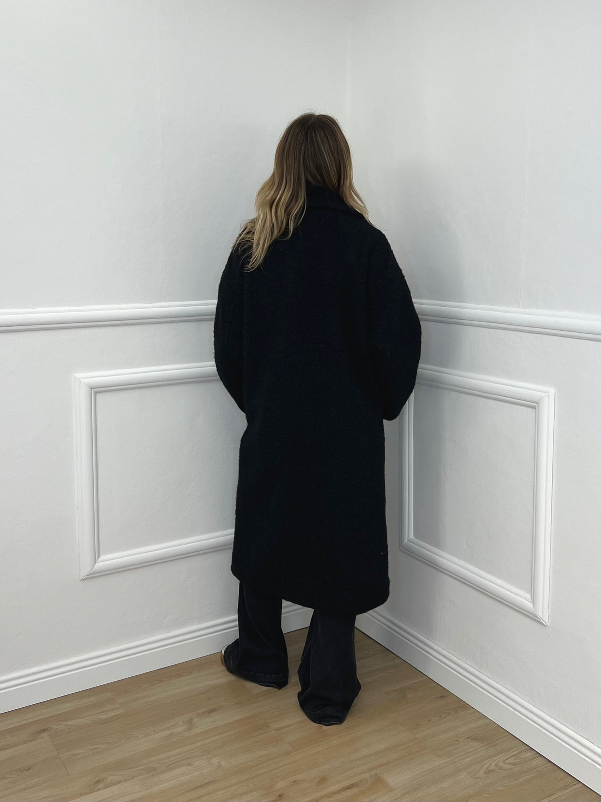 Cappotto Doppiopetto Bouclè 6822 Nero