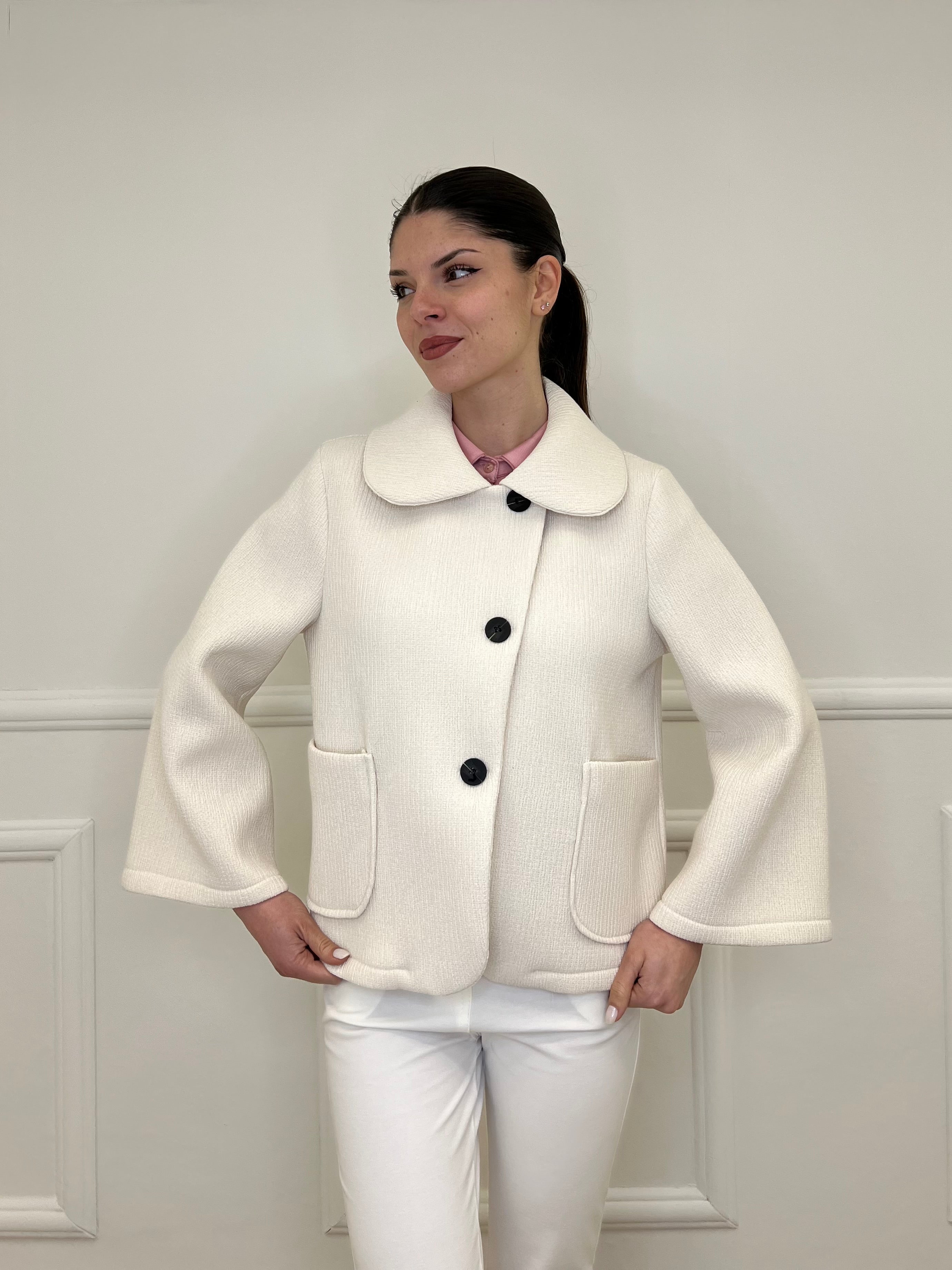 Giacca Neoprene Colletto 26088 Panna