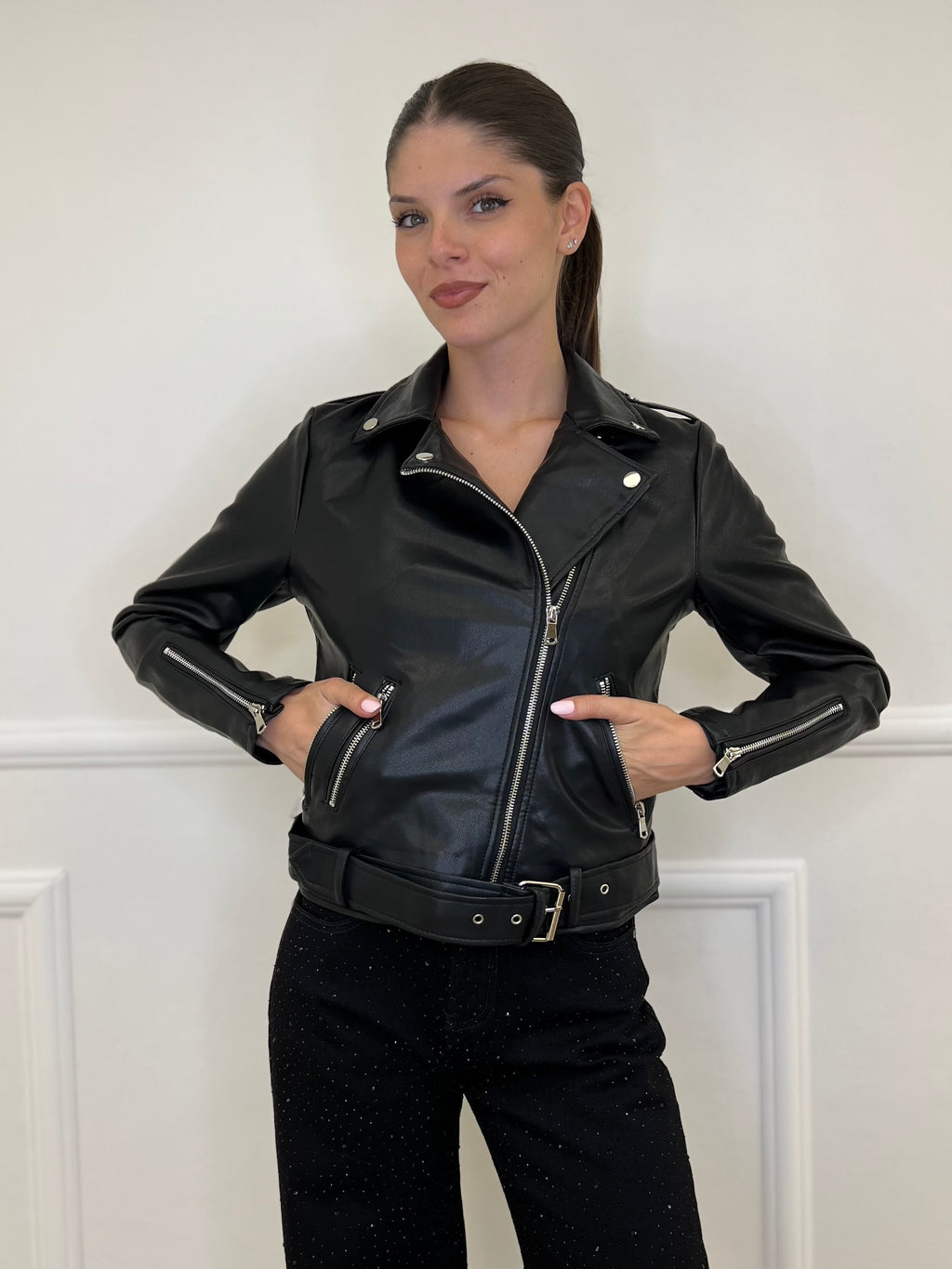 Chiodo Ecopelle HQ008 Nero - Bazar Abbigliamento