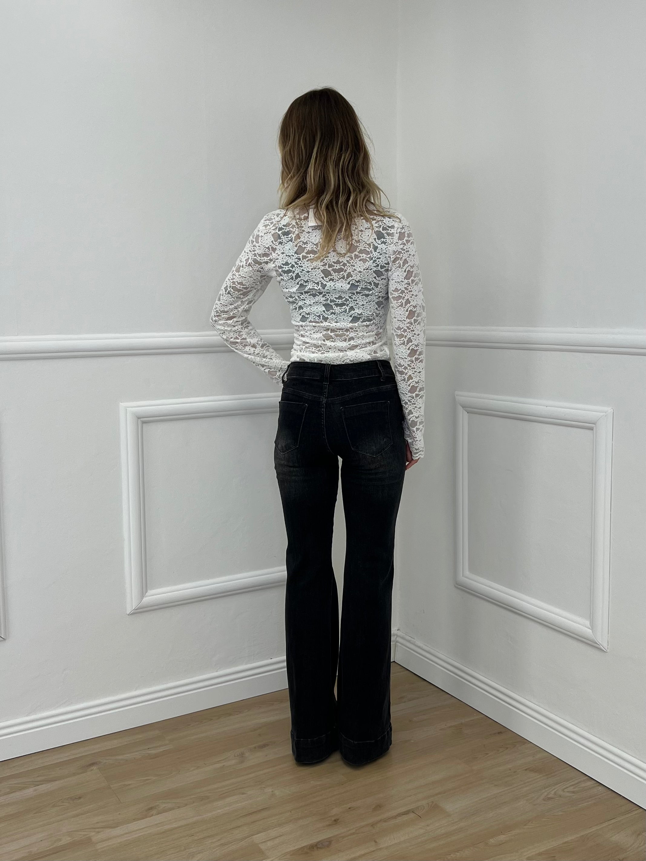 Camicia Pizzo Alamari 12314 Bianco