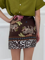 Gonna Pareo Corta Animalier BM196 Marrone