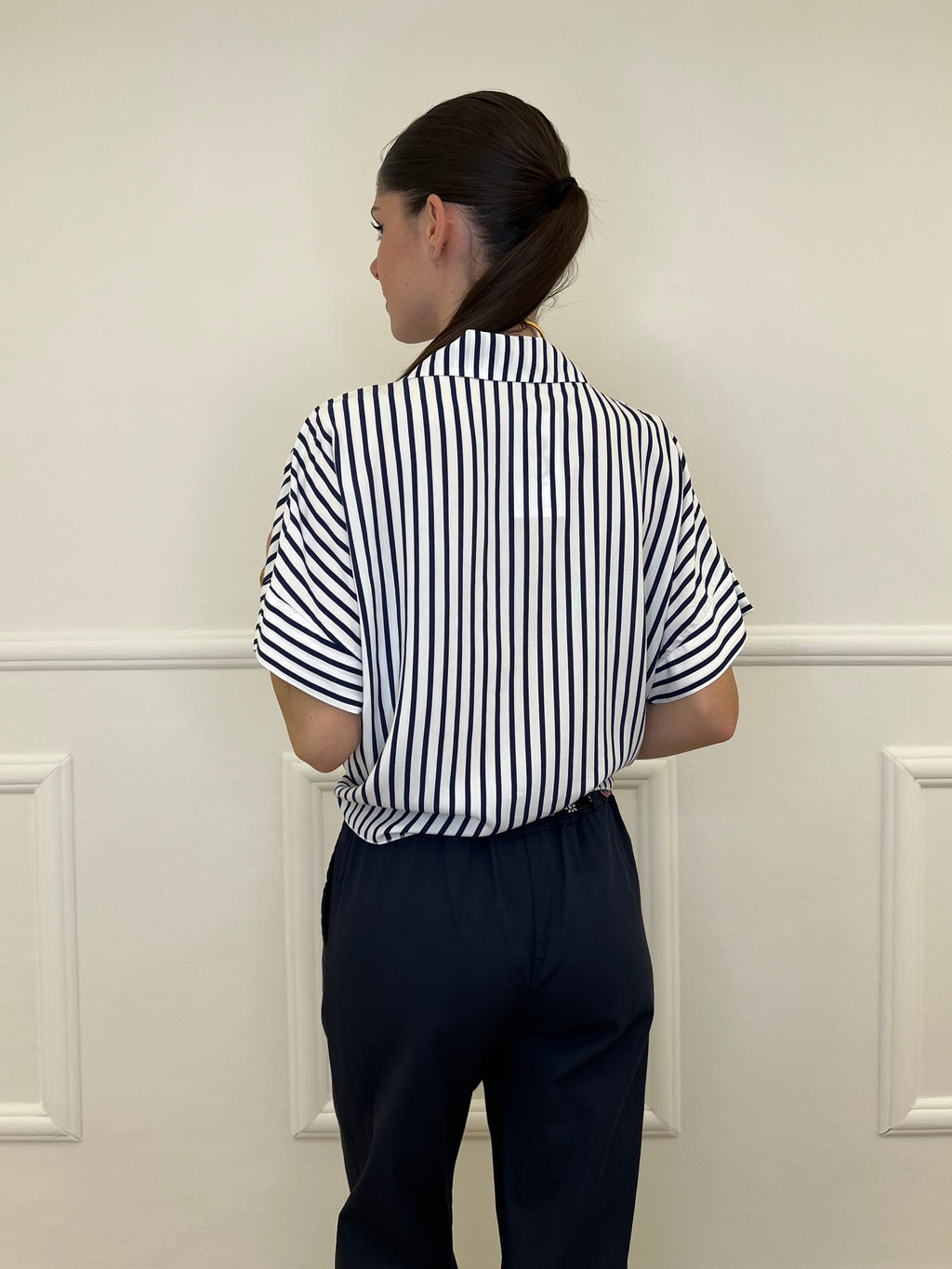 Camicia Righe Nodo Viscosa 2351 Blu