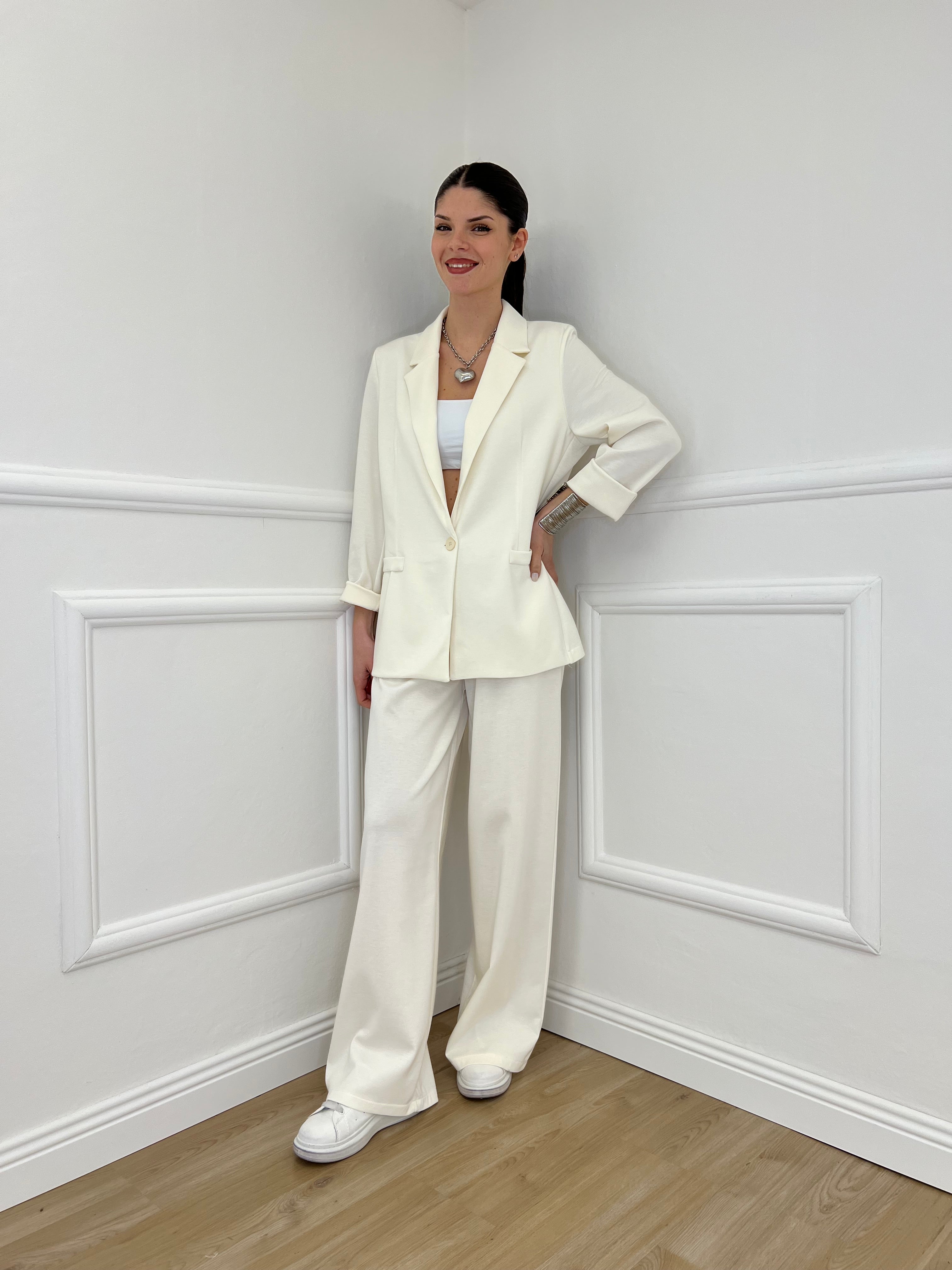 Blazer in Viscosa 27435 Panna