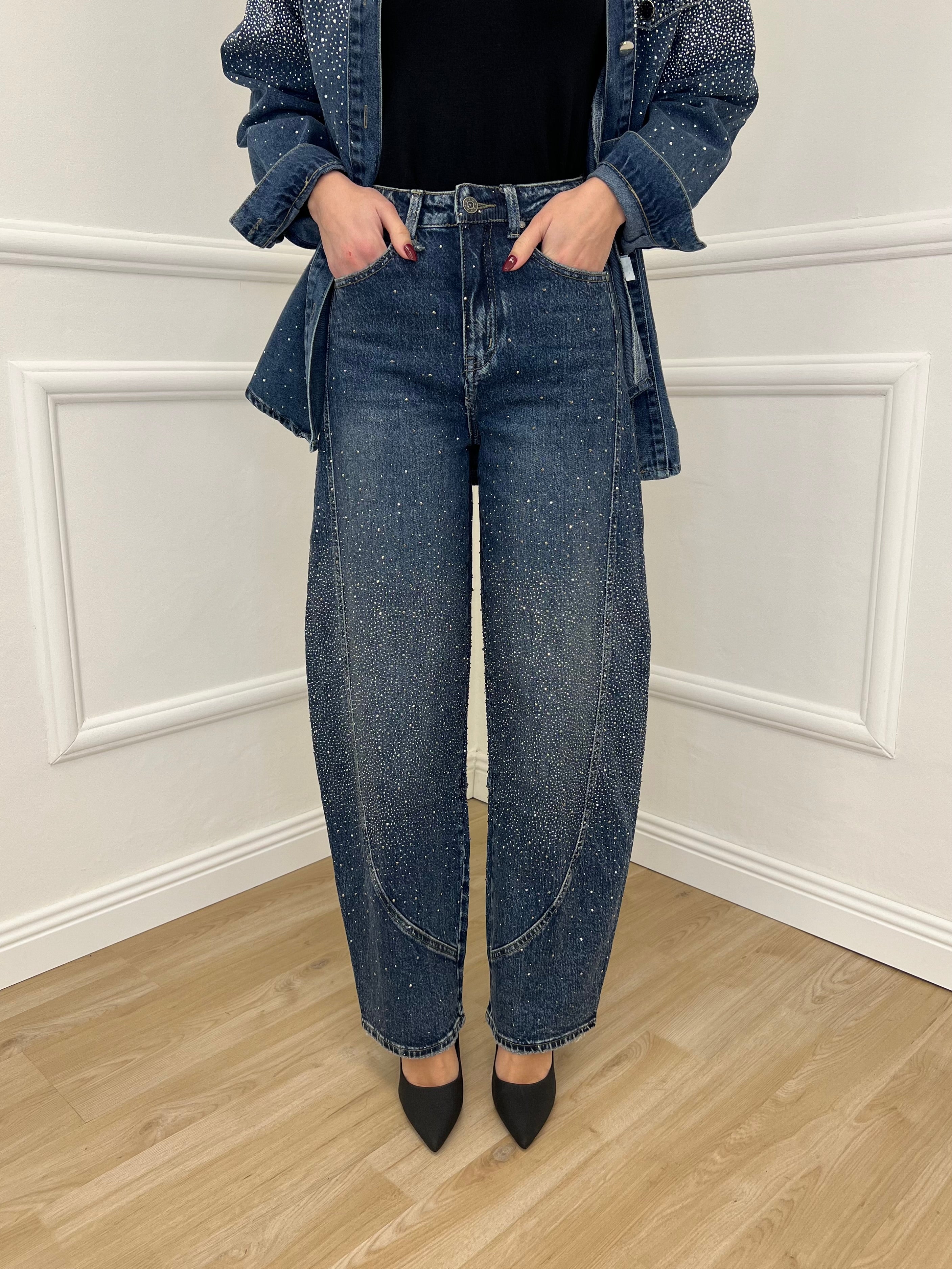Jeans Ballon Strass 2355 Blu
