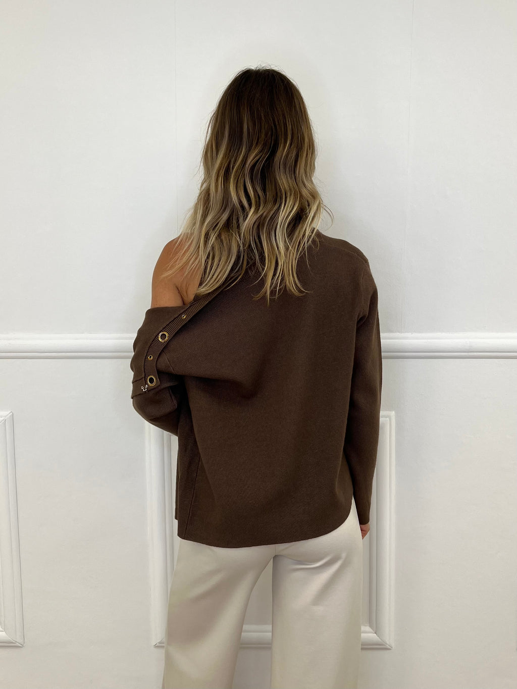 Cardigan Inserti Metallici E8066 Marrone