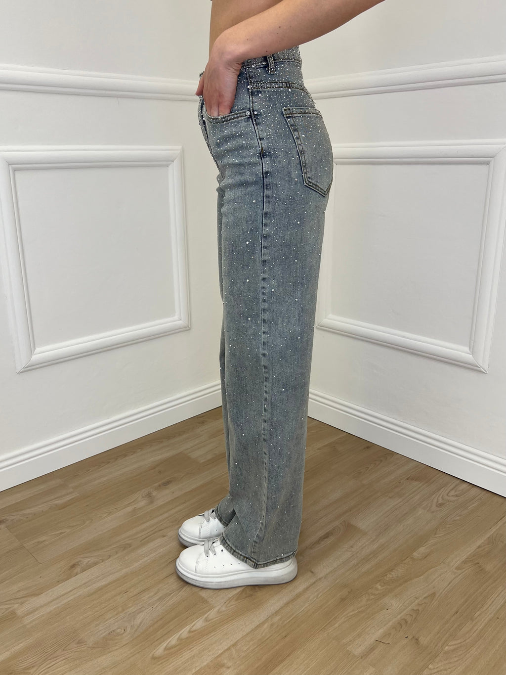 Jeans Strass Stonewash 5052 Azzurro
