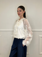Blusa Ricami Farfalle 0281 Panna