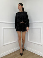 Shorts Paillettes 92825 Nero