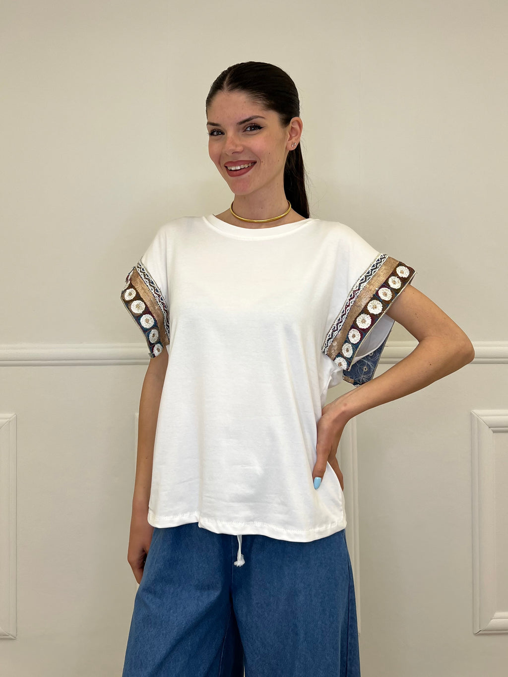 T-shirt Con Passamaneria 3386-1 Bronzo