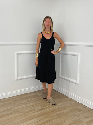 Vestito Corto In Crepe 11181 Nero