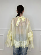 Blusa in Tencel a Balze 6108 Giallo