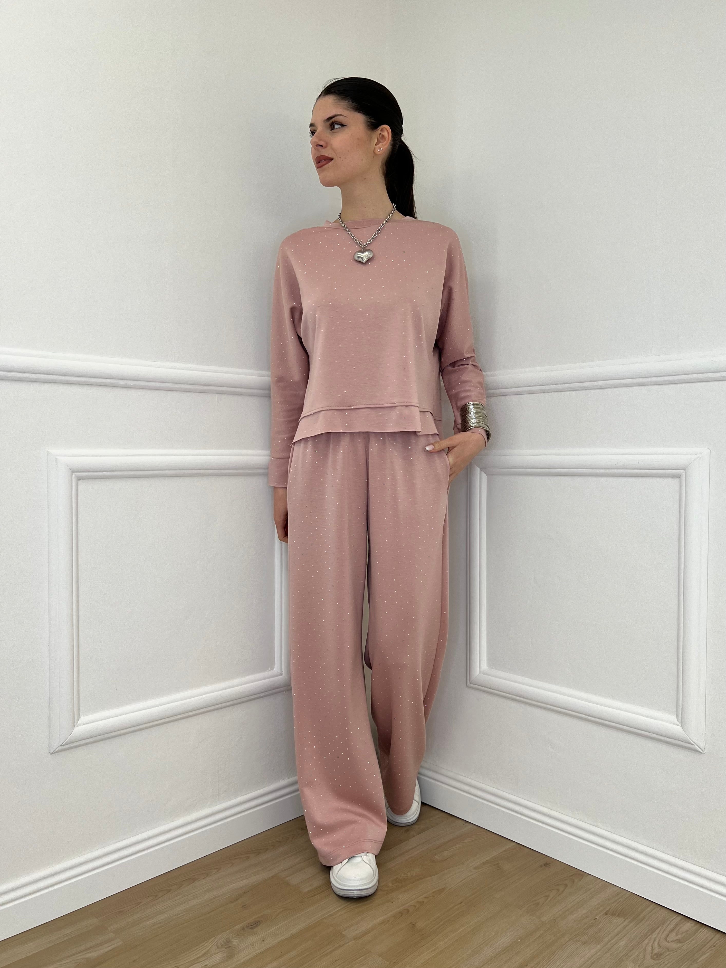 Completo Tuta Strass 036521 Rosa