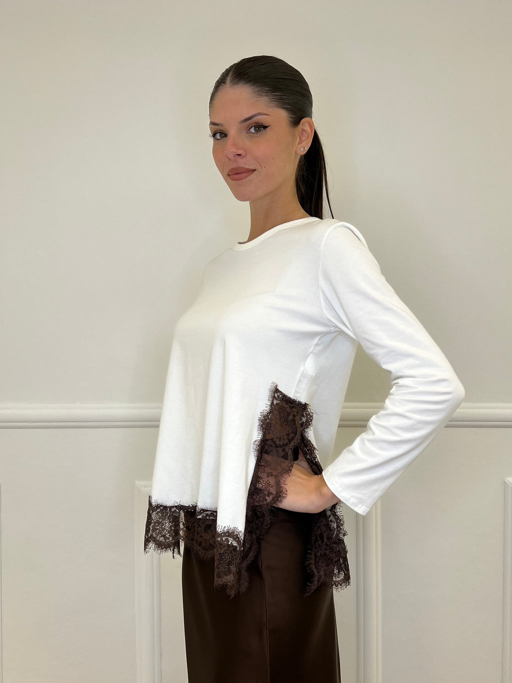 Sweater with Lace 55777 White