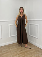Abito Sfondo Piega 83381 Marrone