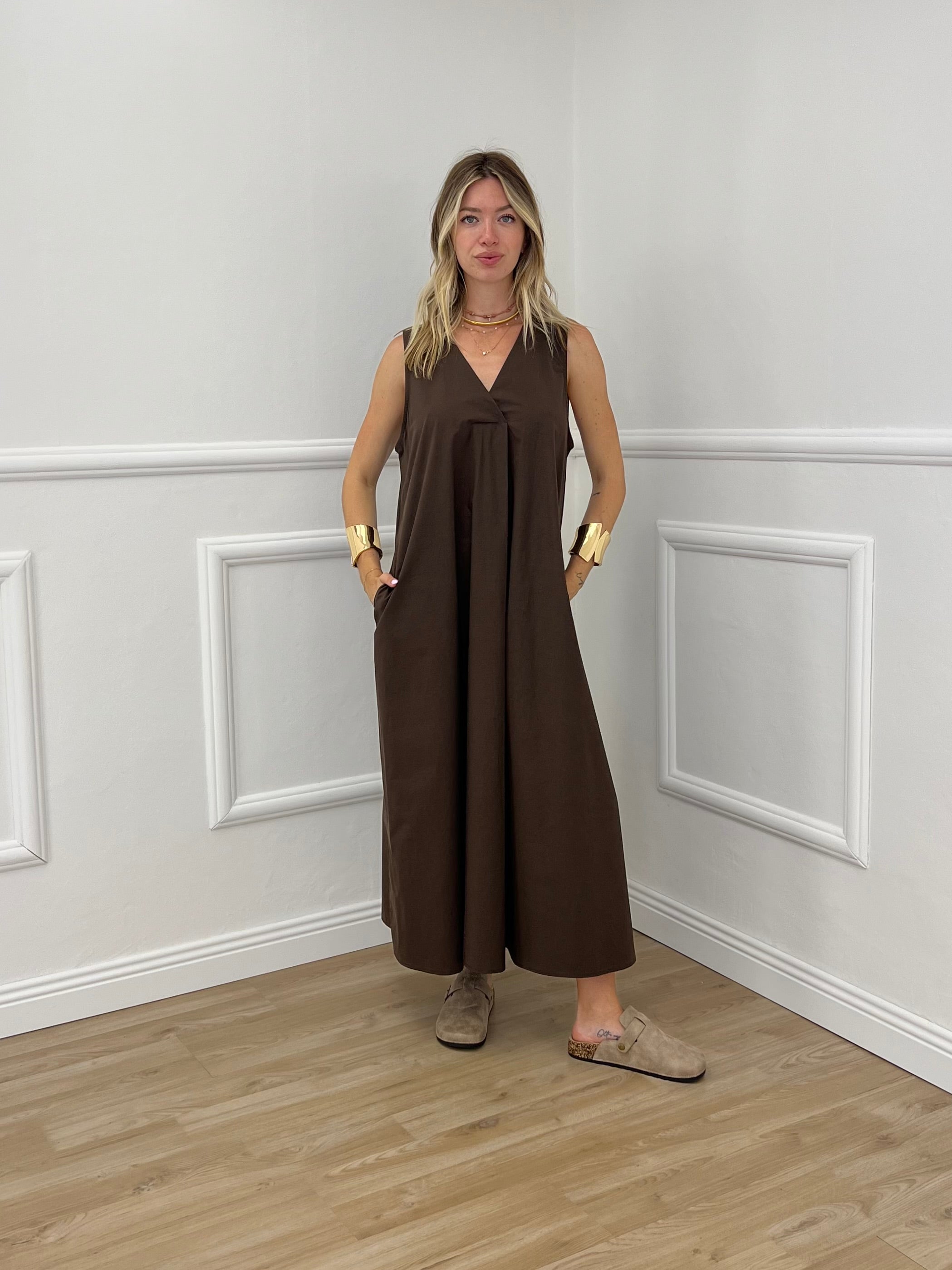 Abito Sfondo Piega 83381 Marrone