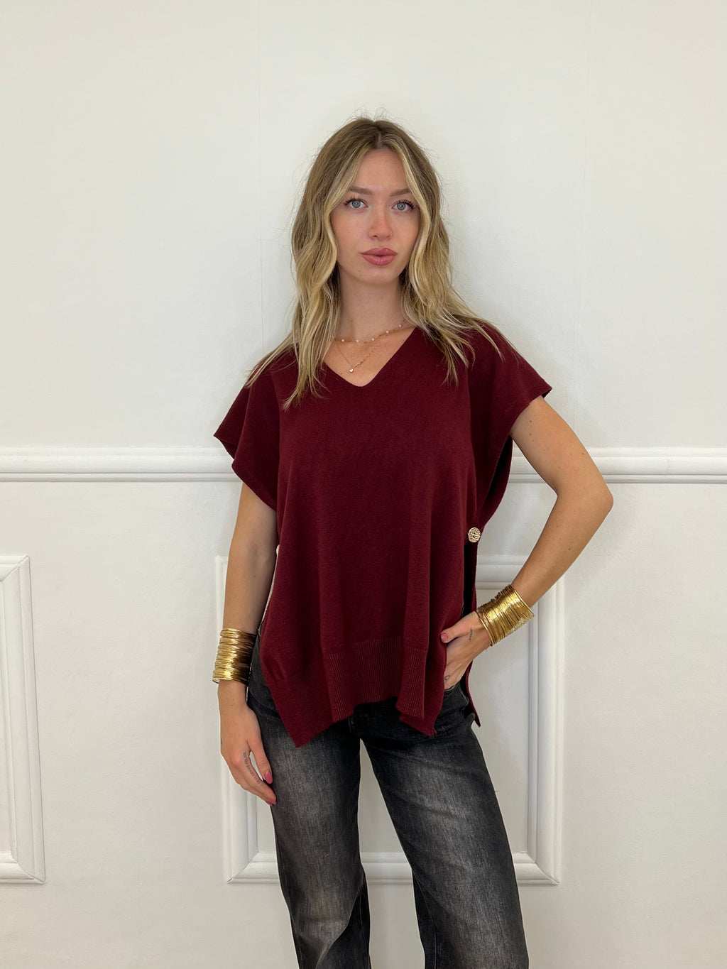 Maglia Viscosa e Alpaca con Bottoni 3502