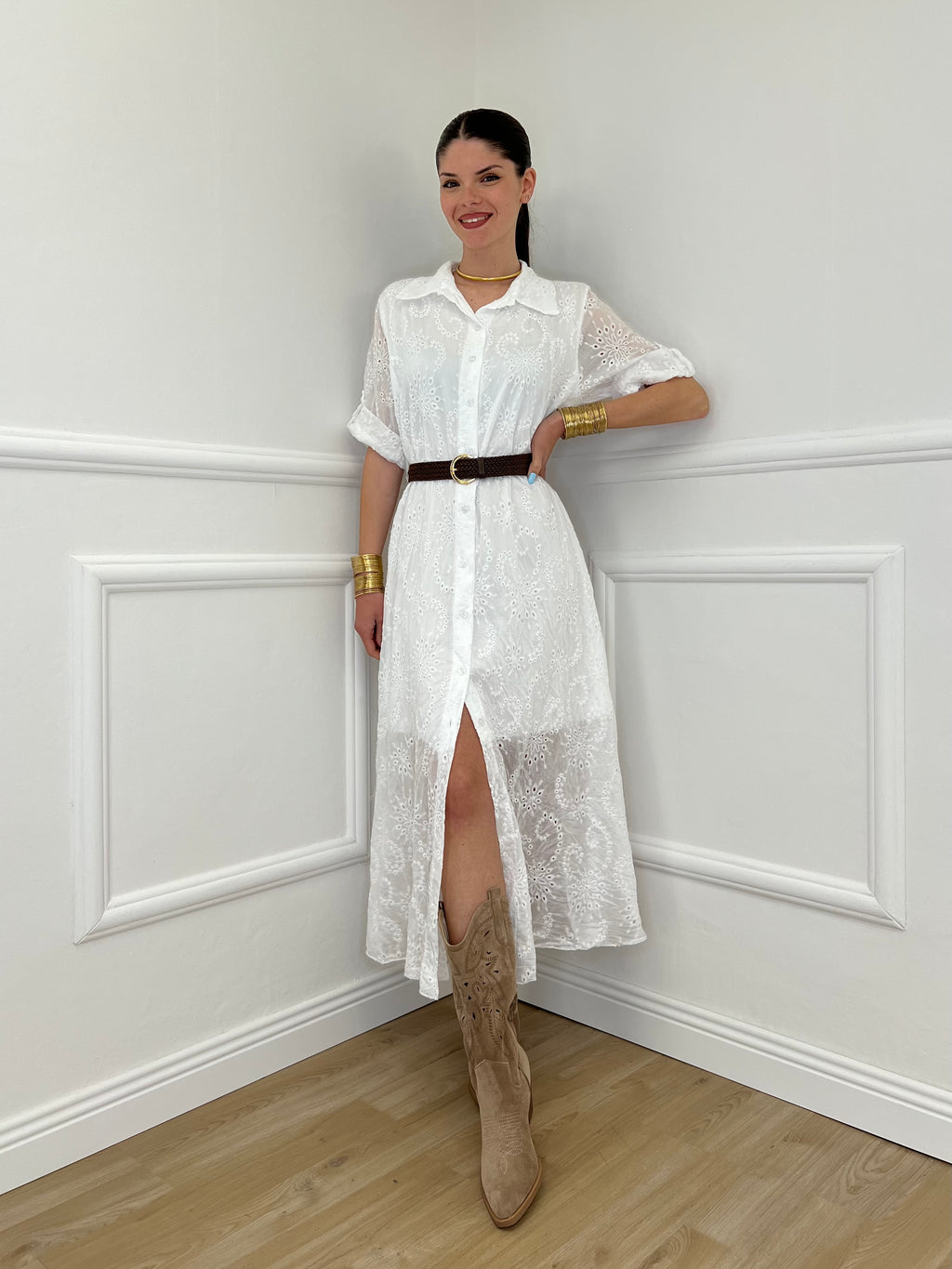 Abito Chemisier Sangallo Tencel 4019 Bianco