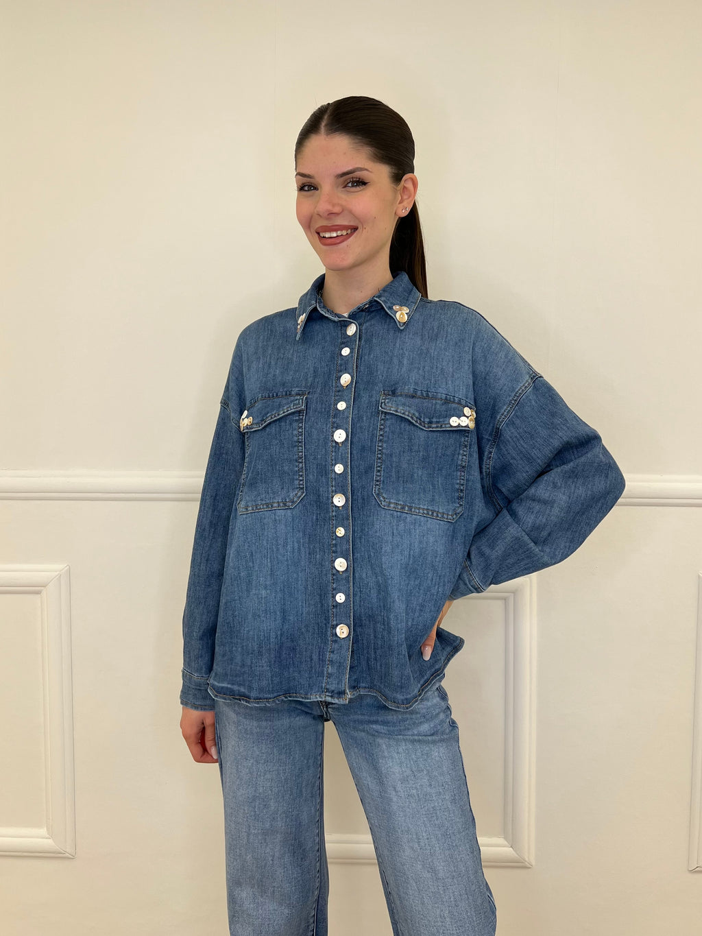 Camicia Denim Over Bottoni JC971